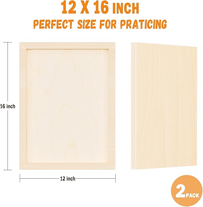 Wooden Art Panels for DIY Painting - Christmas Crafts & Home Décor | 12x16 Inch Canvas Wood Boards, Unfinished Wooden Canvas for Adults & Kids (2-Pack)
