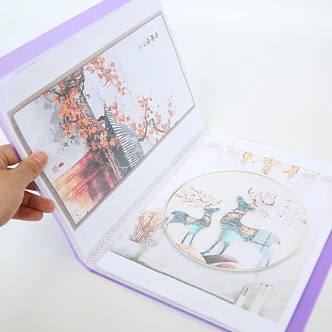 A4 Diamond Pictures Storage Book for Diamond Pictures Kits 30 Pages Diamond Beads Art Painting Portfolio Presentation Storage Book Folder Clear Pockets Pink