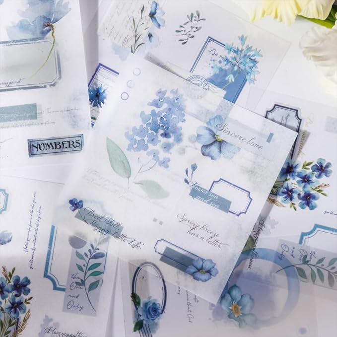 40 Sheets Sticker Book for Adults Journaling, Washi and PET Materials, Ephemera Aesthetic Stickers for Junk Journals, Bujo, Planners