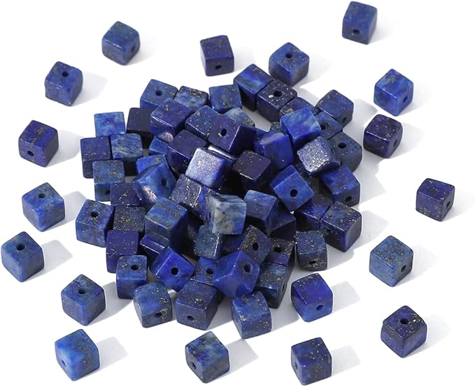 Natural Lapis Lazuli Square Stone Beads 4x4mm 85pcs Cube Loose Semi Gemstone Beads for Jewelry Making Design