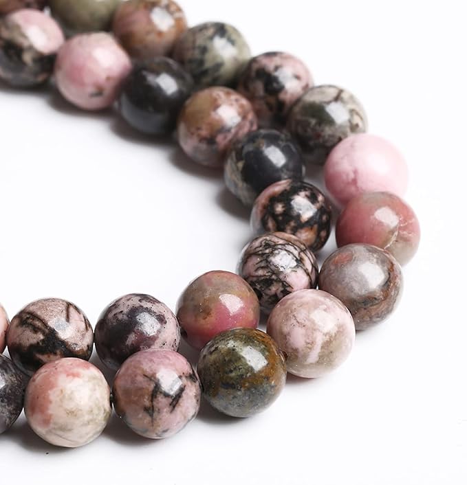 4MM 86PCS Natural Stone Black Stripe Rhodochrosite Gemstone Beads for Jewelry Making DIY Bracelet Necklace Semi Precious Crystal Beads