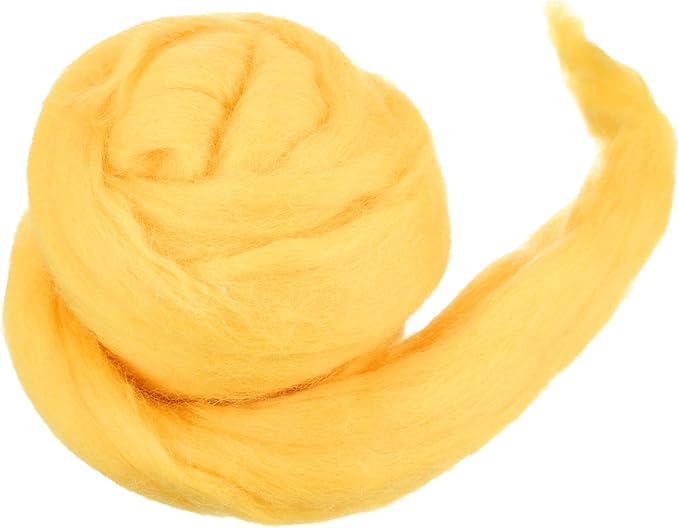 MECCANIXITY Wool Roving Yarn Soft Felting Wool 50g/1.76oz Pure Chunky Roving Yarn for Needle Felting Knitting Blanket Spinning Weaving Art DIY Craft Dark Yellow