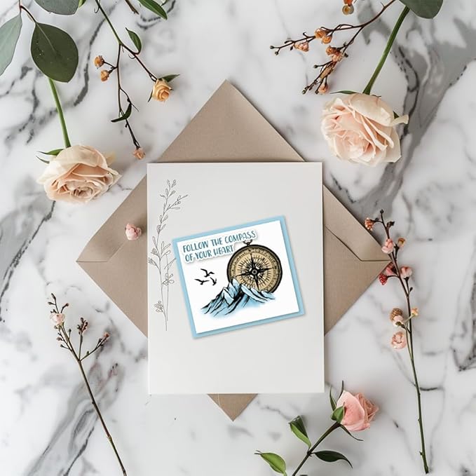 CHGCRAFT Vintage Sailboat Clear Stamps Compass Transparent Stamps Silicone Clear Stamp Seals for DIY Scrapbooking Photo Album Decoration, 4.3x6.3inch