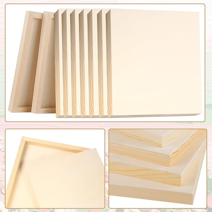 9 Pcs Wood Panels 12 x 12 Inch Craft Wood Canvas Boards Panels Unfinished Wooden Boards for Painting, Crafts, Acrylic, and Oil Art DIY Projects