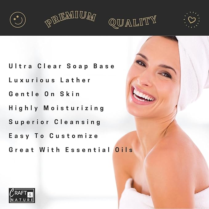 Craft & Nature 4 LB All SLS FREE Moisturizing Glycerin Melt And Pour Soap Base for Making (4 Pound (Pack of 1), Ultra Clear Diamond (Unscented))