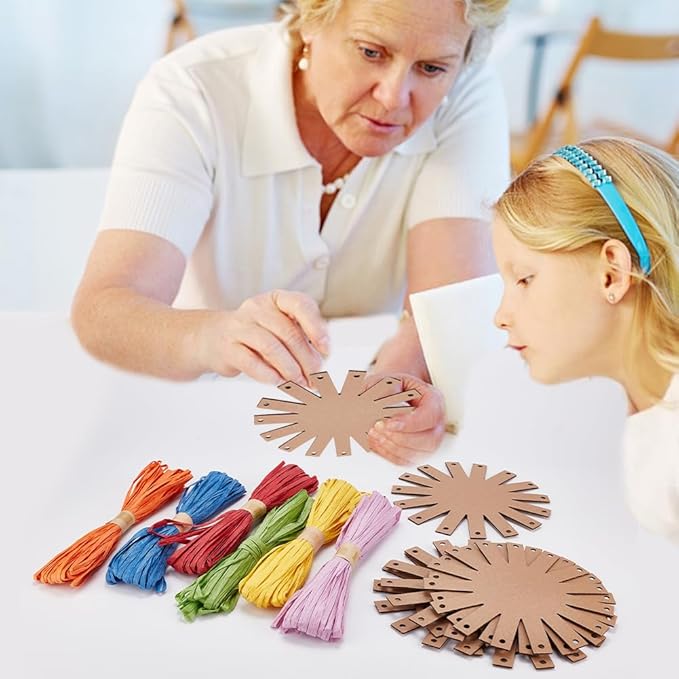 FREEBLOSS 24 Set Basket Weaving Kit Creative Woven Bowl Raffia Basket Arts and Crafts Projects with Video Tutorials Basket Making Kit for Easter Eggs Gifts