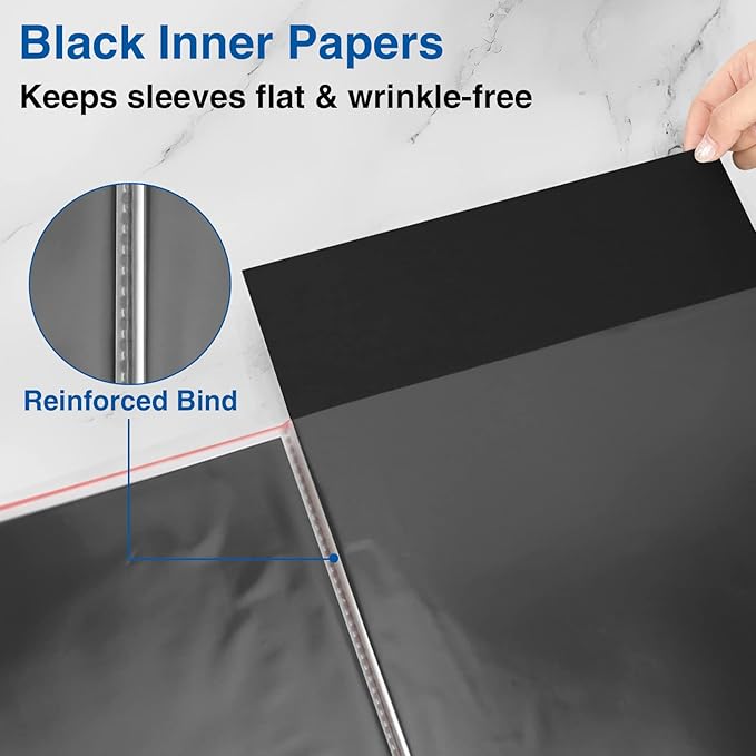 Sooez Art Portfolios 11"x17", Large Portfolio Folder with 30 Pockets & Black Inner Sheets, Display 60 Pages, 11 x 17 Presentation Book for Artwork Storage, Binder with Plastic Sleeves for Artist