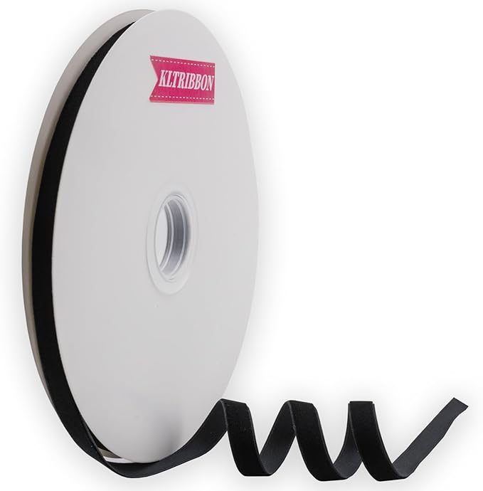 Nylon Single Face Velvet Ribbon,3/8 Inch X 25 Yards Spool (Black)