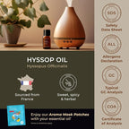 Gya Labs Hyssop Essential Oil - 0.34 Fl Oz - for Hair, Skin, Diffuser, Aromatherapy & DIY Candle Making Scent