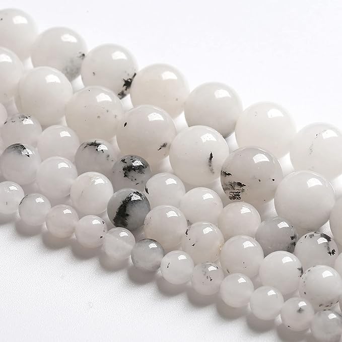 12MM 32PCS Natural Stone Ink Spots Jade Loose Beads for Jewelry Making DIY Bracelet Necklace