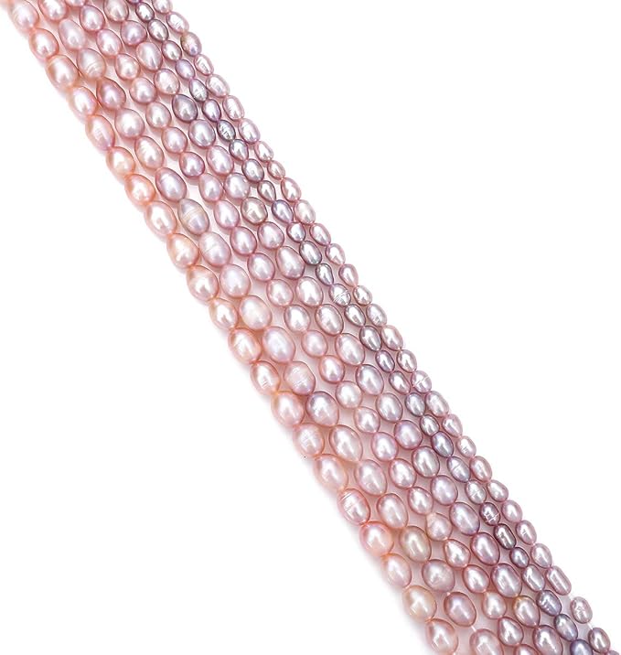 Natural Pearl Beads Rice 4-5mm Purple Freshwater Cultured Loose Gemstone Beads for DIY Jewelry Making 13.8''/Strand