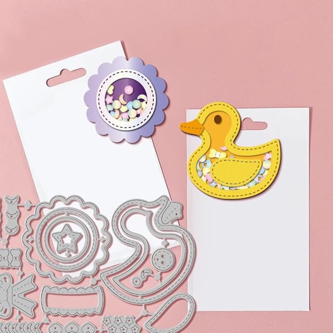 GLOBLELAND Infant Cloth Shaker Cutting Dies for Card Making Duck Shaker Cut Die for DIY Scrapbooking Journal Embossing Paper Craft Decor
