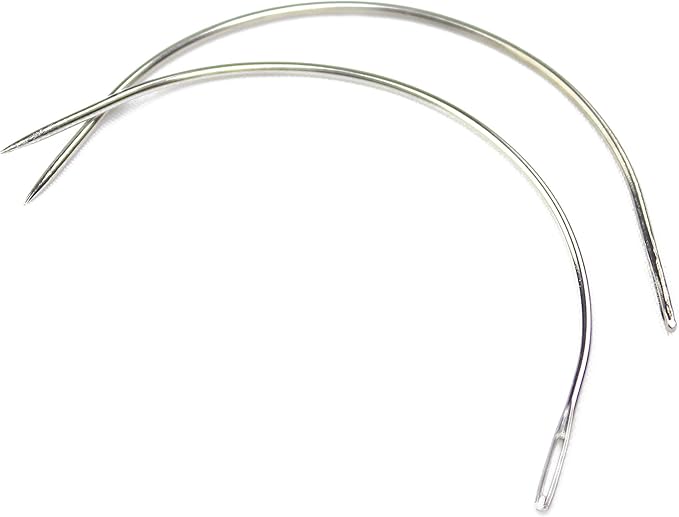 Ryalan Weaving Needle Combo Deal 3 Thread with Needle for Making Wig Sewing Hair Weft Hair Weave Big Medium and Small C Shape Curved Needle with J I Needle (10 Needle, 3 Thread Black, Brown, Blonde)