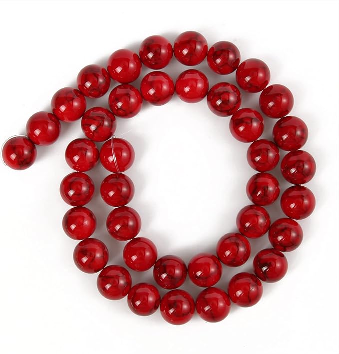 8mm Red Beads for Bracelets Turquoise Beads, Natural Stone Beads Gemstone Beads for Jewelry Making,DIY Bracelet Necklace 45pcs