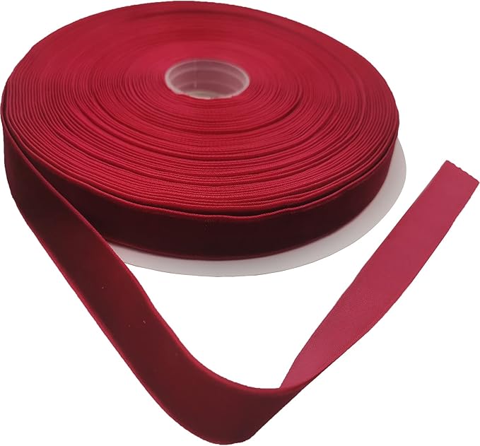 Hot Red Velvet Ribbon Single Faced,5/8 Inch X 25Yards Spool