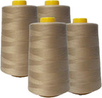 AK Trading 4-Pack Camel All Purpose Sewing Thread Cones (6000 Yards Each) of High Tensile Polyester Thread Spools for Sewing, Quilting, Serger Machines, Overlock, Merrow & Hand Embroidery.