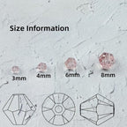 100pcs 8mm Bicone Glass Crystal Beads for Jewelry Making, Faceted Bicone Glass Spacer Beads for Bracelet Earring Necklace DIY Craft(Pink)