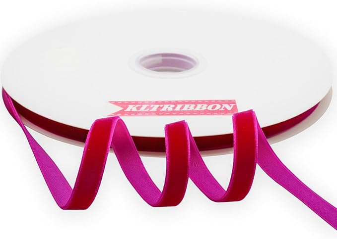 Nylon Single Face Velvet Ribbon,3/8 Inch X 25 Yards Spool (Shocking Pink)