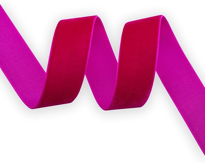 Nylon Single Face Velvet Ribbon,1 Inch X 25 Yards Spool (Shocking Pink)