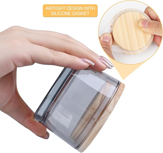 Thick Candle Jars for Making Candles 16 Pcs, 4 OZ Empty Jars with Wood Lids for Candle Making, Sample Container - Dishwasher Safe,Clear Gray