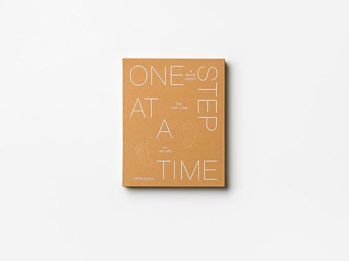 Printworks One Step At A Time – Baby Memory Book - 64-Page Photo album Keepsake with Slipcase - Premium Baby Book for Photos - Elegant Picture Organizer for Girls & Boys - Shelf-Display Ready Design