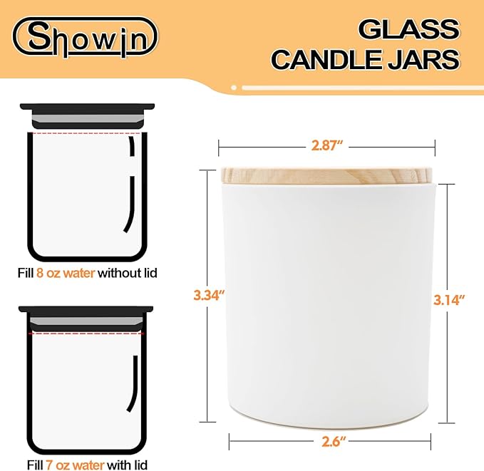 8 OZ Thick Candle Jars for Making Candles 15 Pcs, White Empty Jars with Wood Lids for Candle Making, Sample Container,Matte White