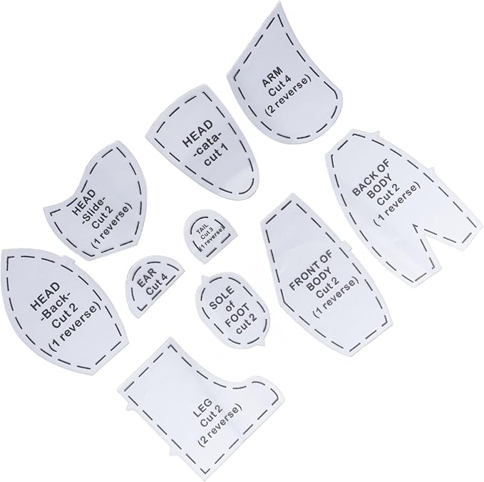 10inch Acrylic Memory Bear Template Ruler Set,Beginners Friendly Memory Bear Sewing Patterns,Memory Bear Patterns Templates for Sewing
