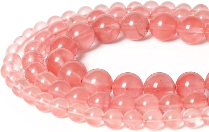 60pcs 6mm Natural Stone Beads Watermelon Crystal Beads Crystal Gemstone for Jewelry Making, DIY Bracelet Necklace