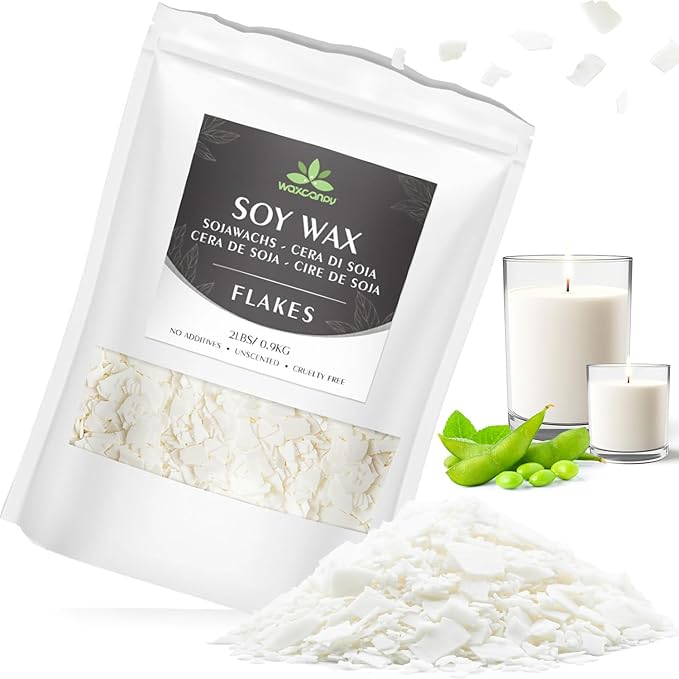 Soy Wax Flakes, Waxcanpy Natural Candle Wax, Organic Soy Wax for Candle Making from Farm, No Additives, Harmless and Pure (2lb)