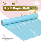 SMART&CASUAL 15" x 450" (37.5') Kraft Paper Roll for Art Craft Supplies Gift Wrapping Moving Packing Kids Painting Drawing Paint Easel Poster Chart Paper (Light Blue, 15" W x 450" L (37.5'))