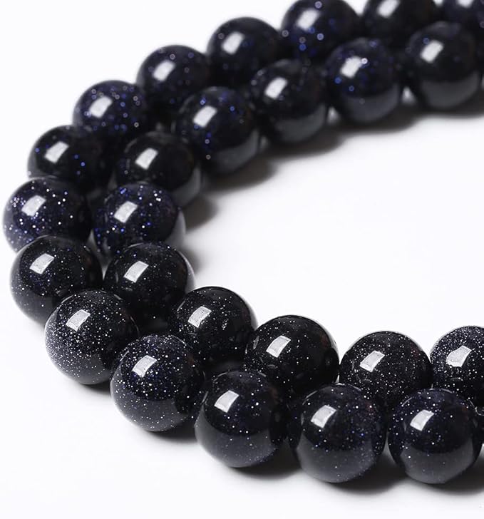 90PCS 4mm Starry Blue Sandstone Gemstone Beads Beads Natural Stone Round Loose Beads for Jewelry Making DIY Bracelet Necklace 15" Inch(Blue Sandstone, 4mm)