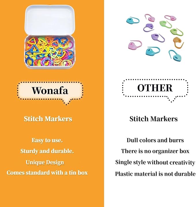 Wonafa 50 Pcs Star Metal Stitch Markers, Knitting Stitch Markers Colorful Crochet Stitch Markers with Storage Box for Crocheting Clothing Tag DIY Craft Project(Pentagram-50Pcs)