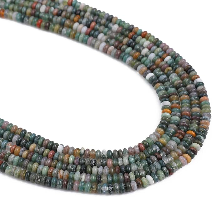 Natural Indian Agate Spacer Beads Caps Rondelle Disk Loose Beads for Beading Jewelry Making 4mmx2mm 38cm