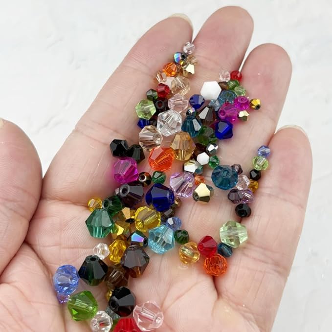 500pcs 3mm Bicone Glass Crystal Beads for Jewelry Making, Faceted Bicone Glass Spacer Beads for Bracelet Earring Necklace DIY Craft(Light Lake Blue)