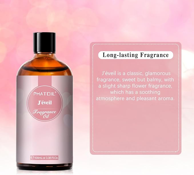 PHATOIL J'éveil Fragrance Oils for Aromatherapy, 3.38FL.OZ Diffuser Oils for Home, Perfect for Aromatherapy, Humidifiers, Yoga, DIY Candle and Soap Making - 100ml