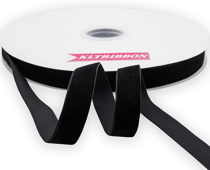 Nylon Black Velvet Ribbon Single Face,5/8 Inch X 25Yards Spool