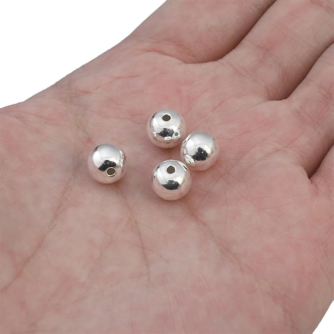 925 Sterling Silver Round Beads 8mm 4pcs for Jewelry Making Findings