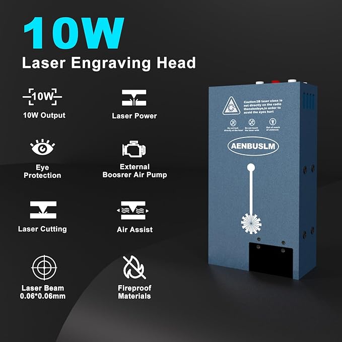 AENBUSLM 80W Laser Module,Built-in Air Assist,10W(10000mW) Output Power,Fixed-Focus,Double Ultra-Fine Compressed Spot CNC Carving DIY Laser Masterfor Laser Engraver Machine - Laser Class:lV