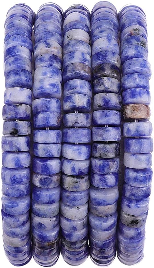 Natural Blue Sodalite Spacer Beads Caps Loose Semi Gemstone for Beading Jewelry Making 6mmx3mm 38cm
