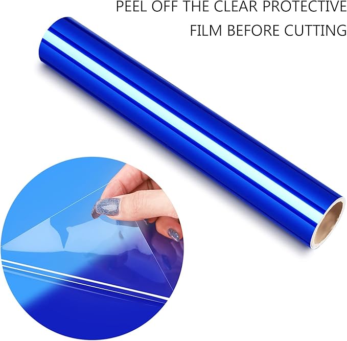 TECKWRAP Blue Chrome Vinyl Wrap Blue Metallic Permanent Vinyl 1ftx5ft