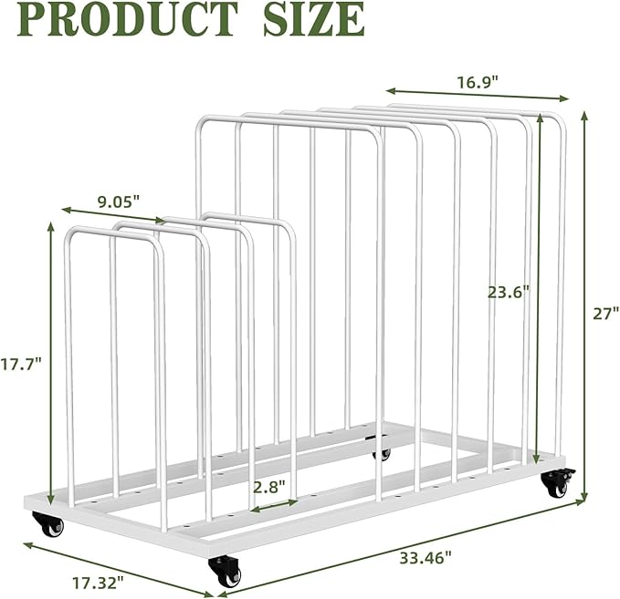 Art Canvas Storage Rack, Art Storage with Wheels, Adjustable Art Storage Easel Display Stands for Canvas Boards, Panel, Crafts Drying & Print Racks,Frame,White