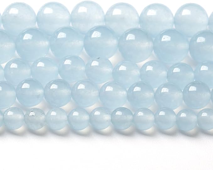 8MM 46PCS Natural Stone Light Blue Chalcedony Loose Beads for Jewelry Making DIY Bracelet Necklace