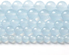 8MM 46PCS Natural Stone Light Blue Chalcedony Loose Beads for Jewelry Making DIY Bracelet Necklace