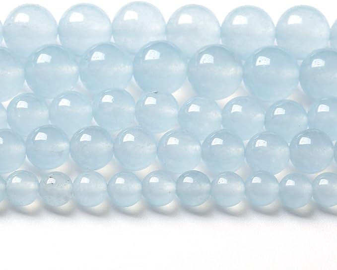 12MM 32PCS Natural Stone Light Blue Chalcedony Loose Beads for Jewelry Making DIY Bracelet Necklace