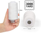ilauke 4 x 3000 Yards Serger Thread Spools White Polyester Sewing Thread Overlock Cone