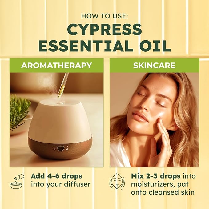 KUKKA Cypress Essential Oils - 4 Fl Oz - for Hair, Skin, Diffuser, Aromatherapy & DIY Soap Making Scent
