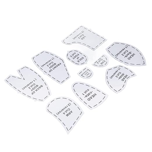 Memory Bear Sewing Pattern Templates Set, 10 Inch Acrylic DIY Stuffed Animal Quilting Kit for Craft Lovers