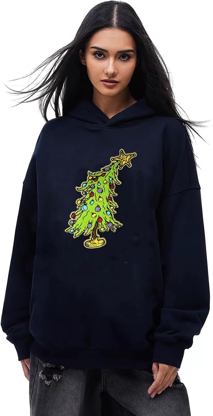 Christmas Tree Iron on Patches Chenille Embroidery Sew on Stickers Applique for DIY Crafts T Shirt Clothing Jackets Backpacks Jeans Party Decorations Accessories