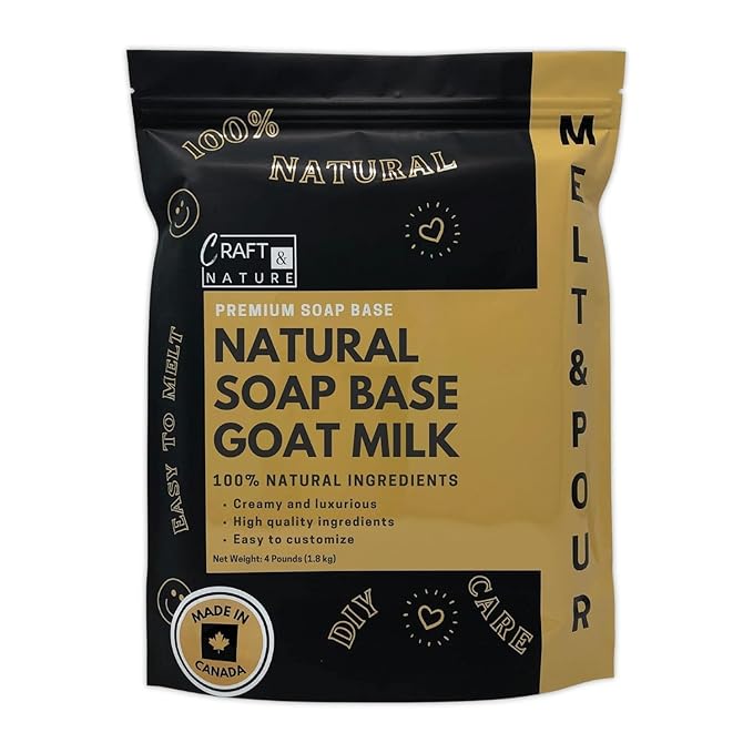 Craft & Nature 4 LB All Natural Unscented Goat Milk Moisturizing Glycerin Melt And Pour Soap Base for Soap Making