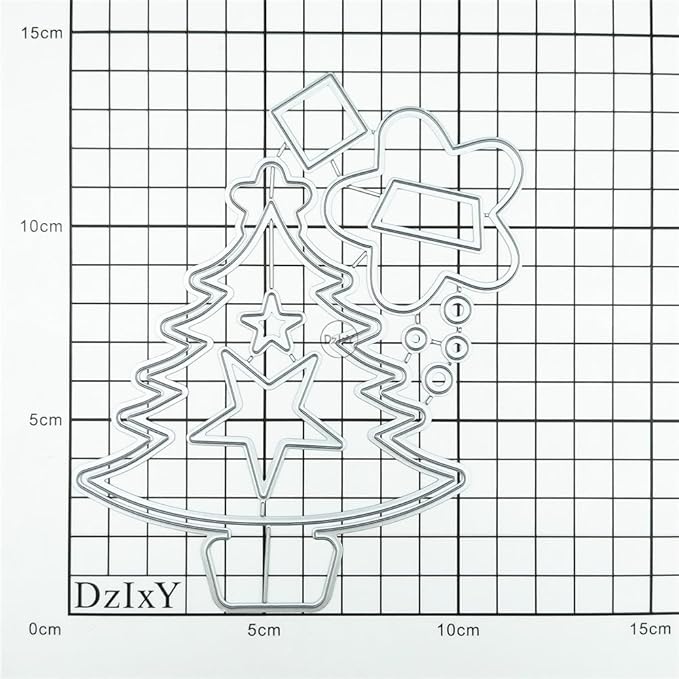 DzIxY Patchwork Christmas Tree Five Pointed Star Metal Cutting Dies for Card Making Kit Embossing Paper Die Cuts Set Scrapbook Stencils Supplies Machine Templates